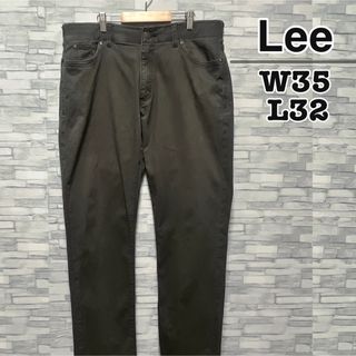 リー(Lee)のUSA古着　Lee　チノパン　コットンパンツ　ダークグレー　レザーパッチ　W35(チノパン)