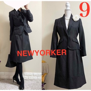 ニューヨーカー(NEWYORKER)のニューヨーカー　ドットジャガード　フォーマル　セットアップ　スーツ M 9 黒(スーツ)