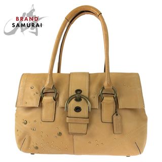 コーチ(COACH)のCOACH コーチ ソーホー ビジュー スタッズ ベージュ ピンク レザー 8A31 トートバッグ  ハンドバッグ レディース 404835 【中古】(トートバッグ)