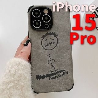 Travis Scott iPhoneケース 灰 15Pro トラビススコット(iPhoneケース)