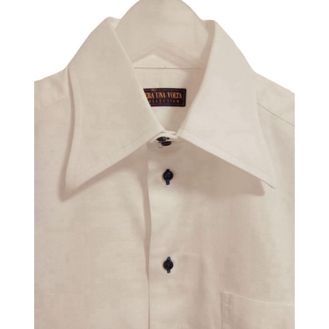 チェラウナボルタ　ビジネスシャツ　地織り柄　イタリアン　ドゥエボットーニ　M メンズのトップス(シャツ)の商品写真