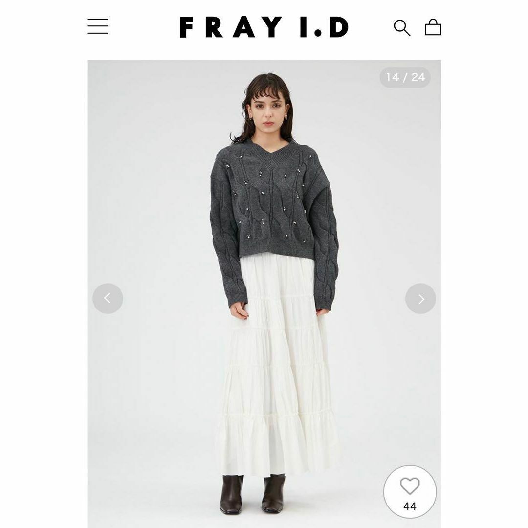 FRAY I.D(フレイアイディー)の《新品タグ付き》FRAYI.D ショートケーブルビジュープルオーバー ニット レディースのトップス(ニット/セーター)の商品写真