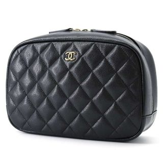 シャネル(CHANEL)のシャネル ポーチ マトラッセ クラシック ココマーク キャビアスキン A80910 CHANEL コスメポーチ 黒(ポーチ)