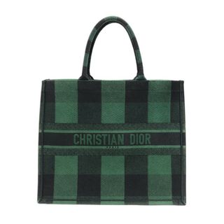 クリスチャンディオール(Christian Dior)の　クリスチャン・ディオール Christian Dior ブックトート ラージ  M1286ZRKQ グリーン/チェック キャンバス レディース トートバッグ(トートバッグ)