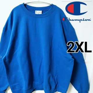 チャンピオン(Champion)のChampion 青 スウェット トレーナー 袖ロゴパッチ チャンピオン 2XL(スウェット)