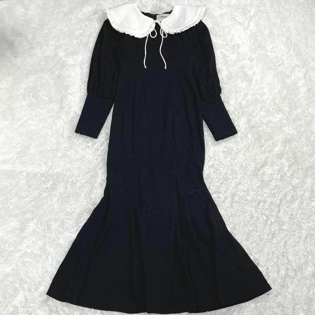 美品 frill collar JQ onepiece black amerge