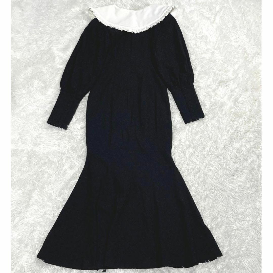 美品 frill collar JQ onepiece black amerge