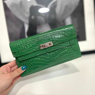 エルメス(Hermes)のエルメス ケリーウォレット ギリーズ アリゲーター グリーン(財布)