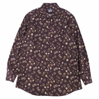 ドルチェアンドガッバーナ(DOLCE&GABBANA)の極美品 ドルチェアンドガッバーナ ゴールド DOLCE & GABBANA GOLD シャツ ロングスリーブ 長袖 総柄 コットン トップス メンズ イタリア製 L相当 ブラウン(シャツ)