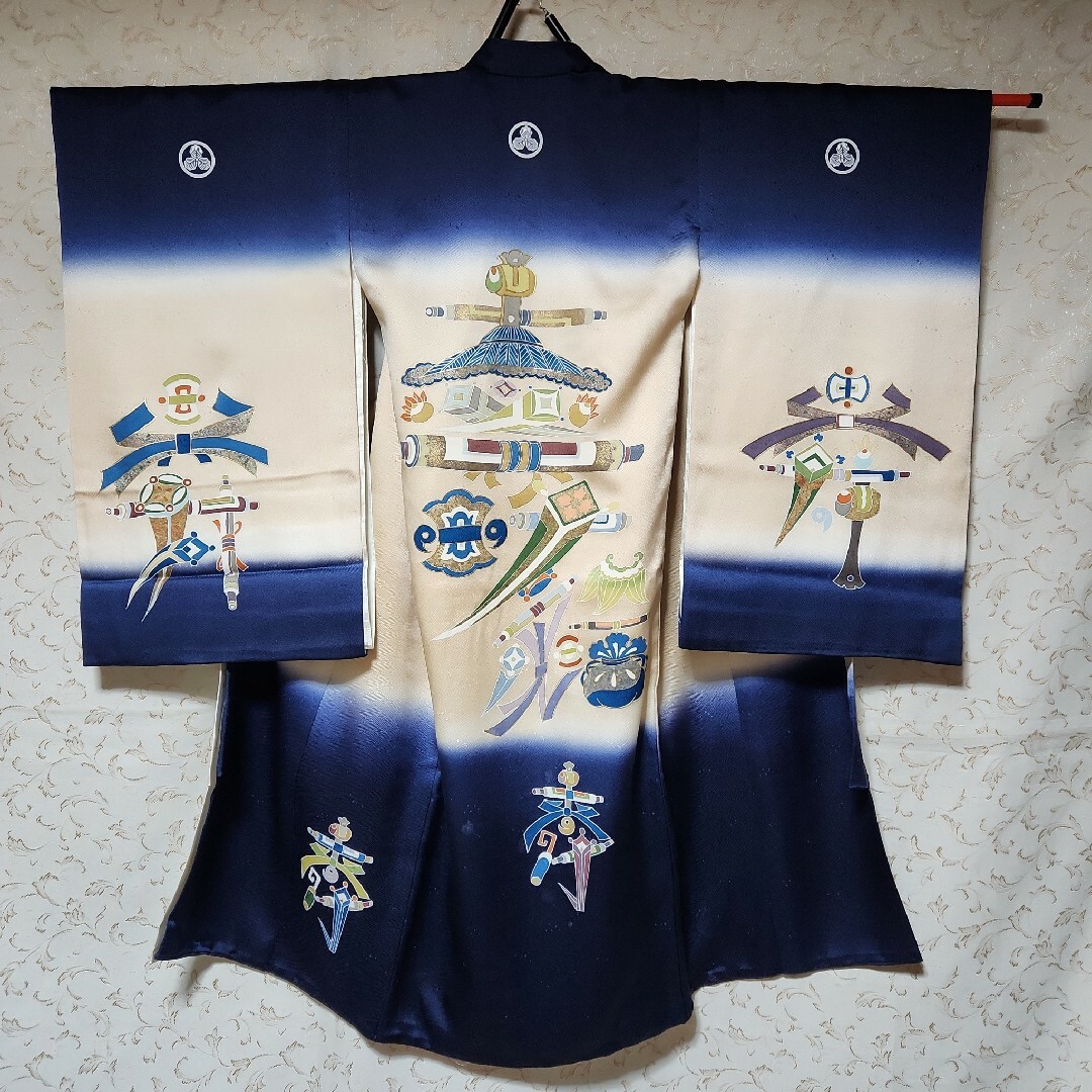 174 (レンタル使用品) 正絹 男児 お宮参り きもの 難あり 174 (レンタル使用品) 正絹 男児 お宮参り きもの 難あり