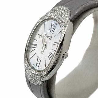 ピアジェ(PIAGET)の【中古】PIAGET　ピアジェ　ライムライト　P10002　オーバル　ダイヤモンド　ウォッチ 腕時計　時計　シェル　ローマンインデックス　K18WG　ホワイトゴールド　レザー クオーツ　レディース 【ブランドギャラリー東心斎橋店】(腕時計)