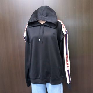 グッチ(Gucci)の【GUCCI】グッチ テクニカルジャージパーカー ブラック×アイボリー Sサイズ 475354/br3473ar(ジャージ)