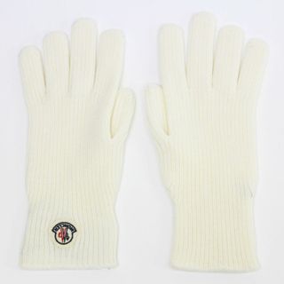 モンクレール(MONCLER)の送料無料 32 MONCLER モンクレール 3A00008 A9342 ホワイト 手袋 グローブ ロゴワッペン size L(手袋)