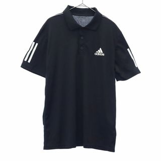 アディダス(adidas)のアディダス ロゴプリント 半袖 ポロシャツ M ブラック adidas スポーツ トレーニング ウォームアップ クライマクール メンズ 古着 【240129】(ポロシャツ)