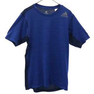 アディダス(adidas)のアディダス 切替 トレーニング 半袖 ウェア S ブルー×ネイビー adidas Tシャツ スポーツ ロゴプリント メンズ 古着 【240129】 メール便可(トレーニング用品)