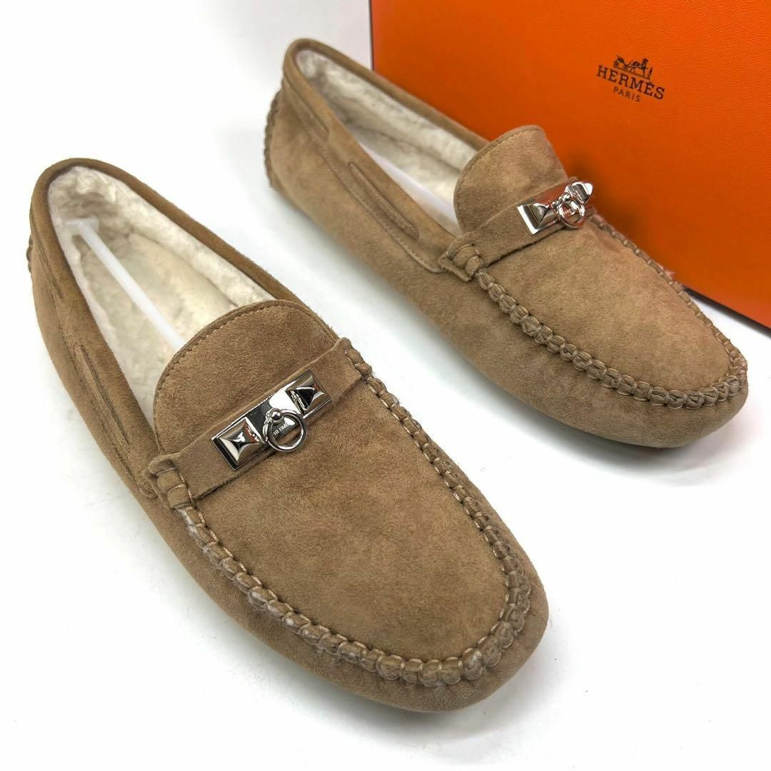 HERMES エルメス モカシン ドライビングシューズ スエード ボア HERMES エルメス モカシン ドライビングシューズ スエード ボア