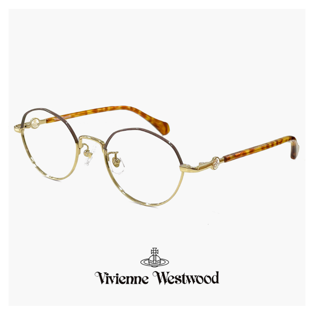 Vivienne Westwood(ヴィヴィアンウエストウッド)の【新品】 ヴィヴィアン ウエストウッド レディース メガネ 40-0010 c02 48mm Vivienne Westwood 眼鏡 女性 40-0010 多角形 型 メタル フレーム オーブ レディースのファッション小物(サングラス/メガネ)の商品写真