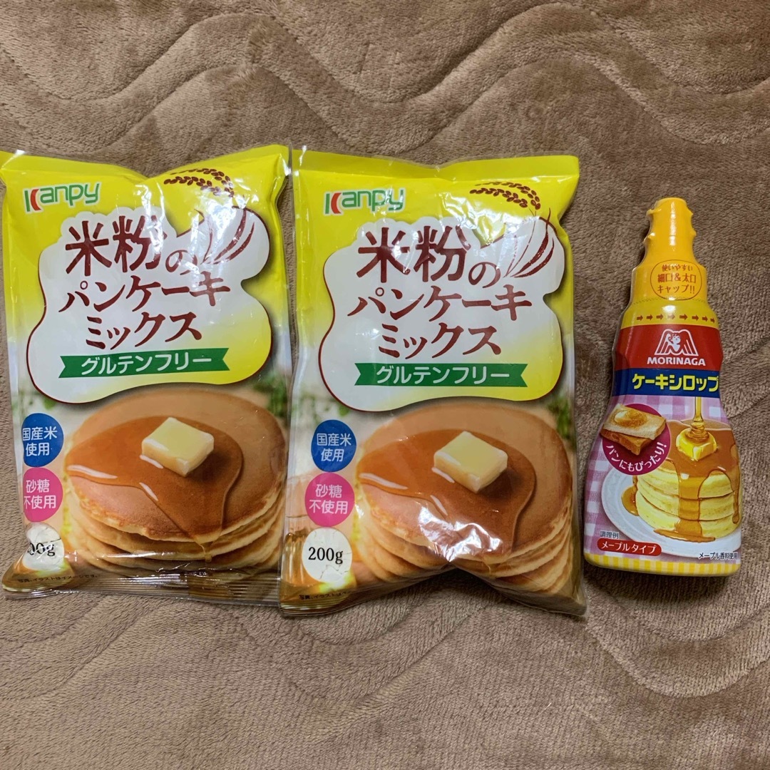 森永製菓(モリナガセイカ)のカンピー 米粉のパンケーキミックス200g×２袋　MORINAGAケーキシロップ 食品/飲料/酒の食品(その他)の商品写真