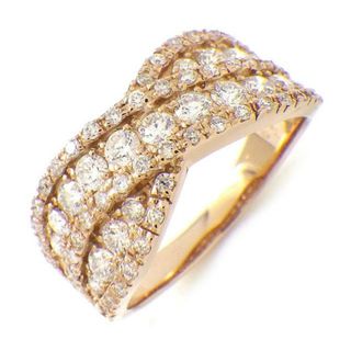 【ダイヤモンド】 リング クロス パヴェ ダイヤモンド 計0.85ct K18PG 11号 【中古】(リング(指輪))