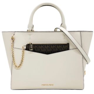 マイケルコース(Michael Kors)のMichael Kors マイケルコース 2WAY カイリー2IN1サッチェルミディアム ハンドバッグ ショルダーバッグ 肩掛け KAYLEE ポーチ付き 30H3G9KS6L2171 レザー    ホワイト 白 ゴールド金具 レディース 美品【中古品】(ショルダーバッグ)