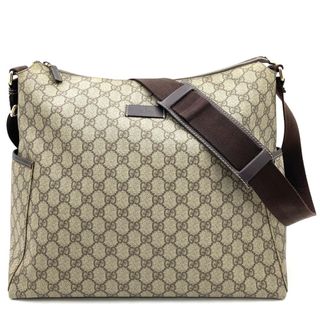 グッチ(Gucci)の【値下げ中】GUCCI グッチ ショルダーバッグ マザーズバッグ 肩掛け 斜め掛け 鞄 かばん 201767 GGスプリームキャンバス  レザー   ブラウン 茶 ゴールド金具 レディース【中古品】(ショルダーバッグ)