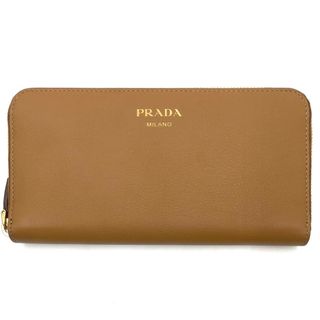 プラダ(PRADA)の【限定価格】PRADA プラダ 長財布 エンボスロゴ ロングウォレット ラウンドファスナー 1ML506 レザー    ブラウン 茶 ゴールド金具 メンズ 美品【中古品】(長財布)