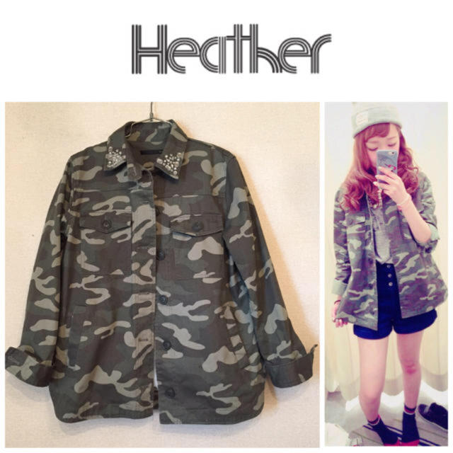 heather(ヘザー)のHeather ♡ 襟ビジューミリタリージャケット レディースのジャケット/アウター(ミリタリージャケット)の商品写真