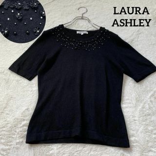 ローラアシュレイ(LAURA ASHLEY)のLAURA ASHLEY/ローラアシュレイ　カシミヤ混　半袖ニット　ビジュー(ニット/セーター)