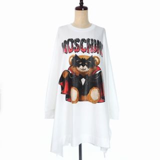 モスキーノ(MOSCHINO)のモスキーノ 20SS バッド テディベア プリント Tシャツワンピース ホワイト(ひざ丈ワンピース)