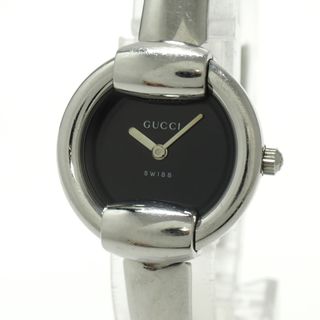 グッチ(Gucci)のGUCCI レディース 腕時計 バングルウォッチ SS クオーツ ブラック文字盤(ブレスレット/バングル)