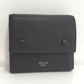 セリーヌ(celine)のCELINE 三つ折り財布 スモールフォールデット レザー ブラック イエロー(財布)