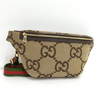 グッチ(Gucci)のGUCCI ジャンボGG ベルトバッグ キャンバス ベージュ系 696031(ボディーバッグ)