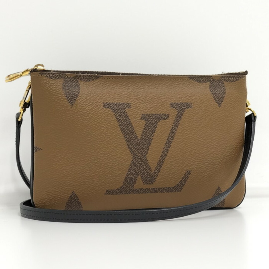 LOUIS VUITTON ポシェット ドゥーブル ジップ ショルダーバッグブラウン素材ライン