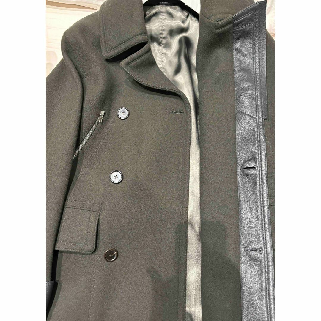 HERMES - HERMES レザー&ウール Super 180's Pコート 44の通販 HERMES - HERMES レザー&ウール Super 180's Pコート 44の通販