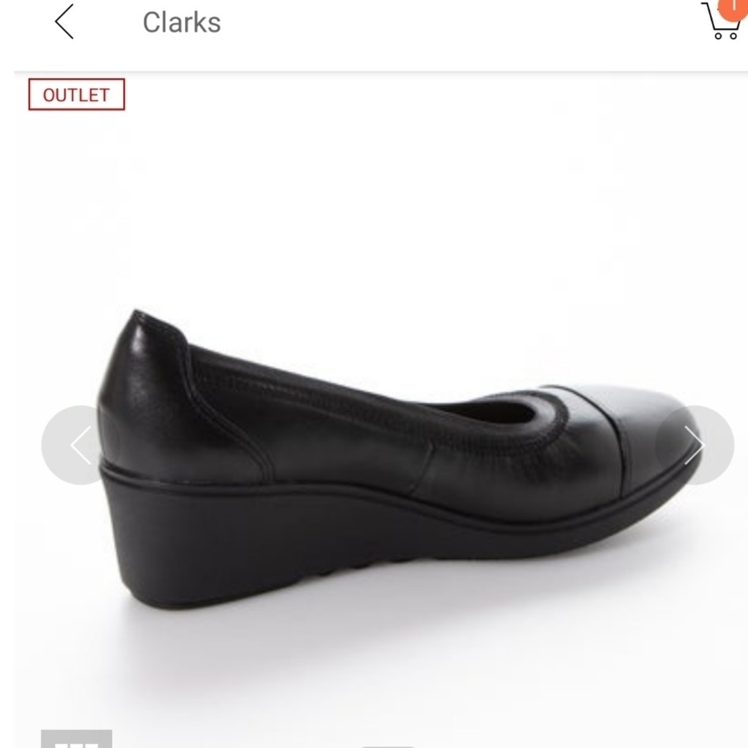 Clarks(クラークス)の送料込み　Clarksブラックレザーウェッジヒール レディースの靴/シューズ(ハイヒール/パンプス)の商品写真