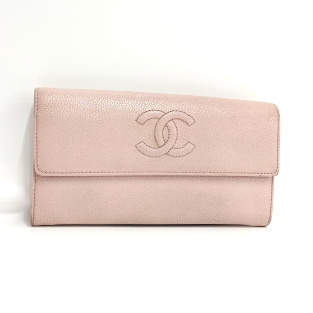 CHANEL(シャネル)のCHANEL 二つ折り 長財布 CCステッチ ココマーク レザー ピンク レディースのファッション小物(財布)の商品写真