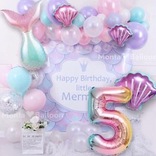 バルーン5歳セット︎ マーメイド 人魚姫 プリンセス 女の子 風船 誕生日 飾り(その他)