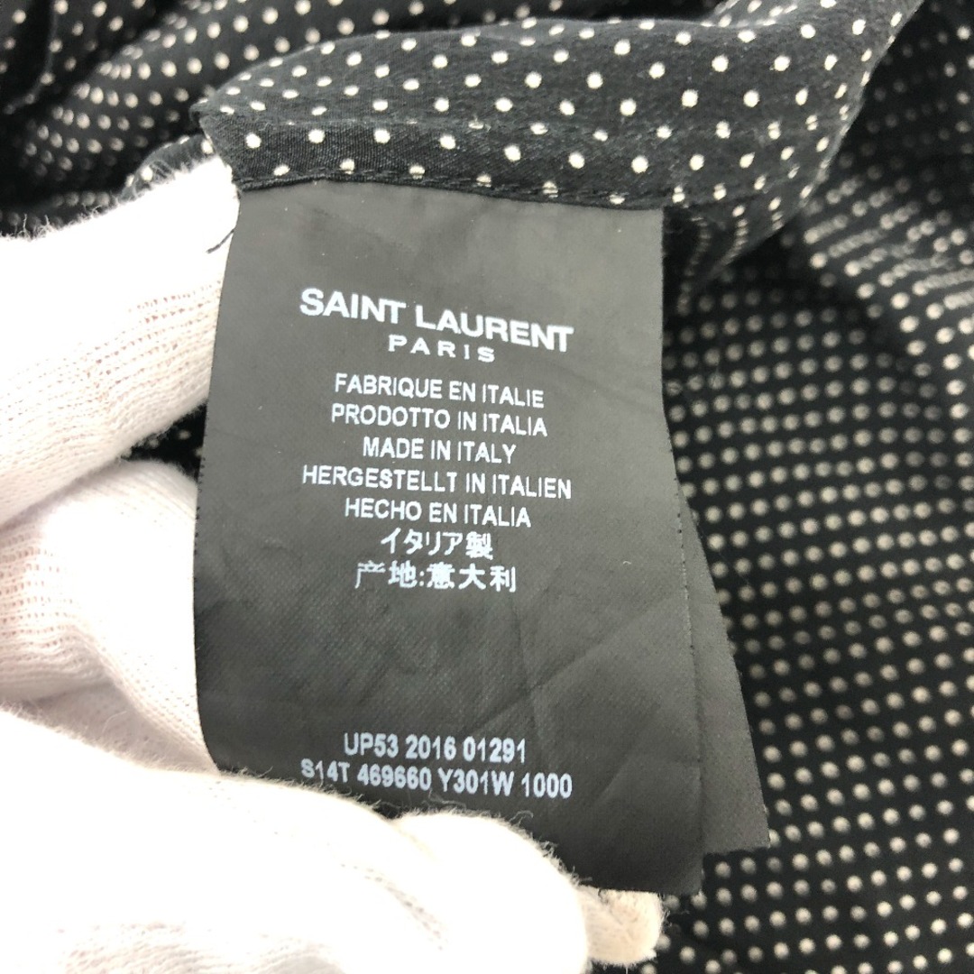 Saint Laurent(サンローラン)のサンローランパリ SAINT LAURENT PARIS オープンカラー 469660 ドット 長袖シャツ シルク ブラック メンズのトップス(シャツ)の商品写真