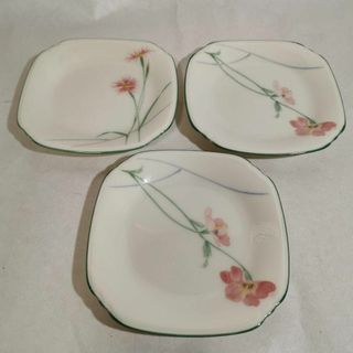 ノリタケ(Noritake)の乃りたけ 小皿3枚セット 白地に小花柄 USED美品(食器)