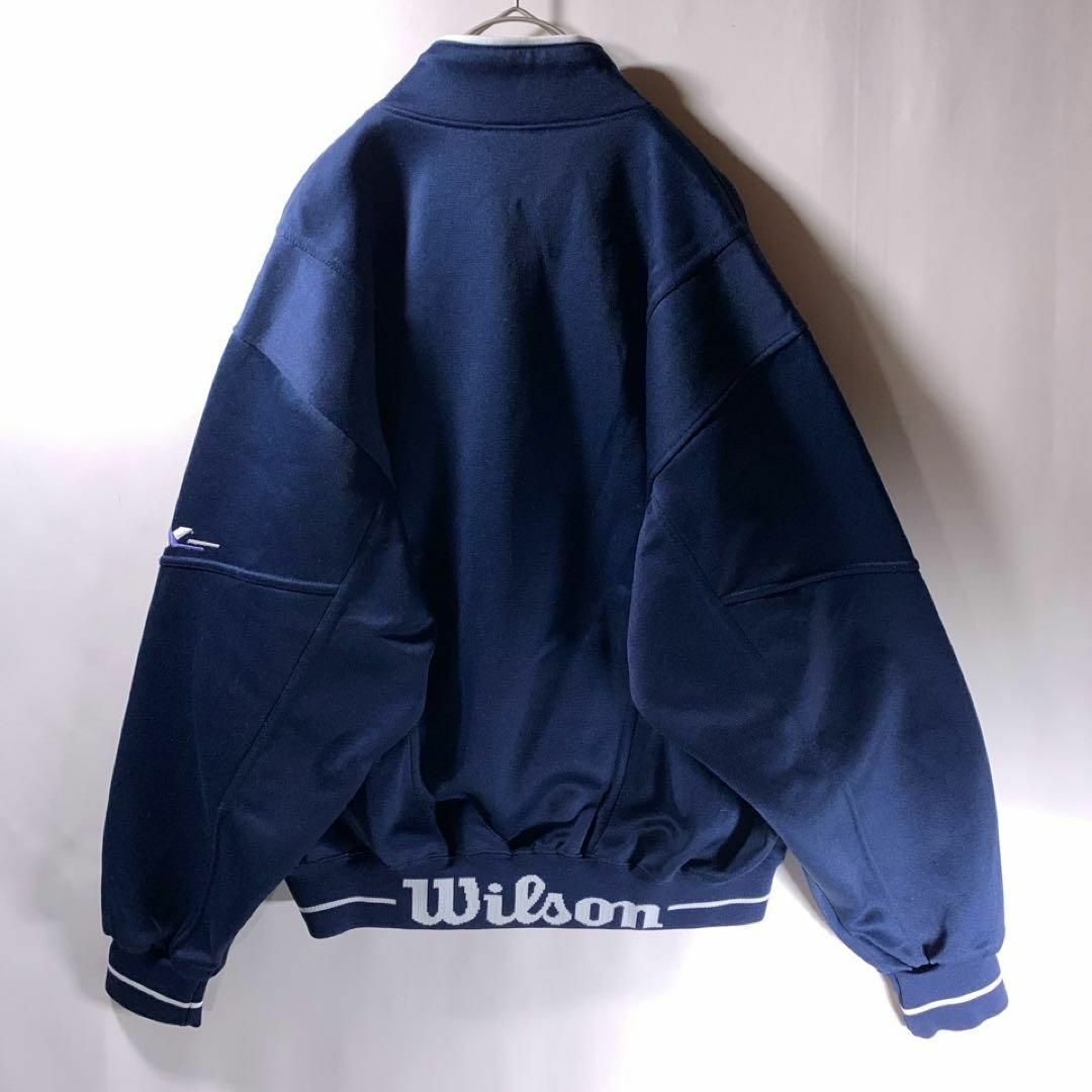 wilson(ウィルソン)の90s 古着 Wilson 短丈 トラックジャケット ジャージ ネイビー 刺繍 メンズのトップス(ジャージ)の商品写真