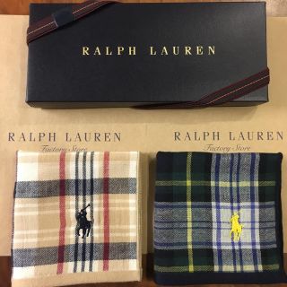 ラルフローレン(Ralph Lauren)の2枚⭐︎ガーゼタオルハンカチ⭐︎ラルフローレン 新品 ギフト(ハンカチ/ポケットチーフ)