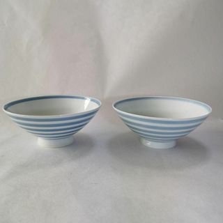 ノリタケ(Noritake)の乃りたけ ノリタケ和食器 茶碗2セット 白地に薄青丸 USED美品(食器)