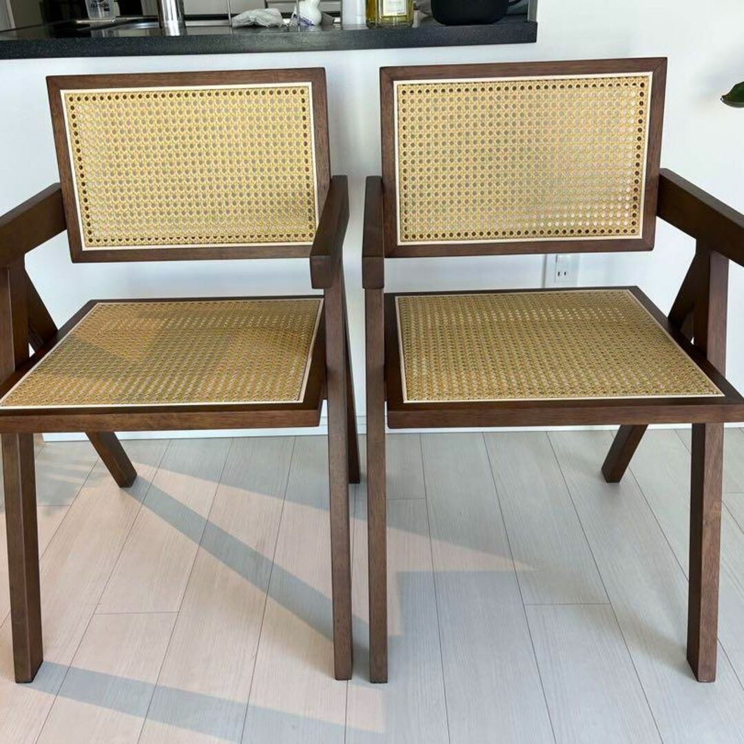 ピエールジャンヌレコルビュジェリプロダクトラタン籐椅子チェア インテリア/住まい/日用品の椅子/チェア(ダイニングチェア)の商品写真