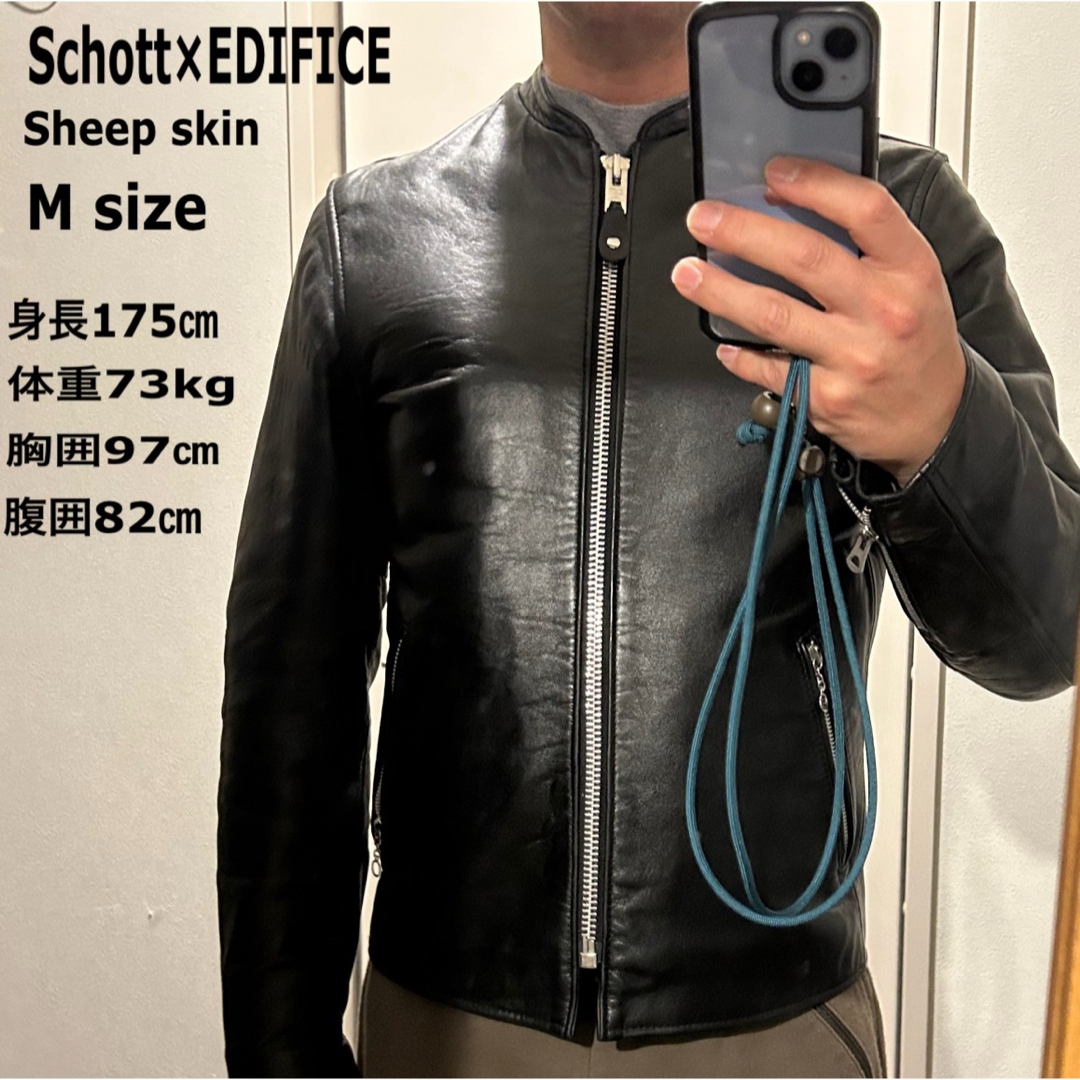 schott(ショット)のSchott ×EDIFICE sheepskin single riders メンズのジャケット/アウター(レザージャケット)の商品写真