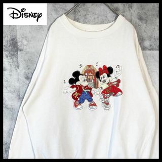 ヴィンテージ(VINTAGE)のディズニー Disney ミッキー 刺繍 ビンテージ スウェット 古着 L相当(スウェット)