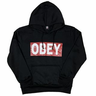 オベイ(OBEY)のOBEY オベイ ブランドロゴ プルオーバーパーカー ブラック XXL(パーカー)