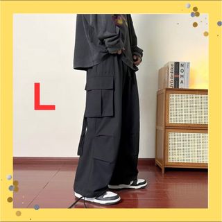 カーゴパンツ　ワイドパンツ　ワークパンツ　ミリタリー　メンズ　レディース　黒(ワークパンツ/カーゴパンツ)