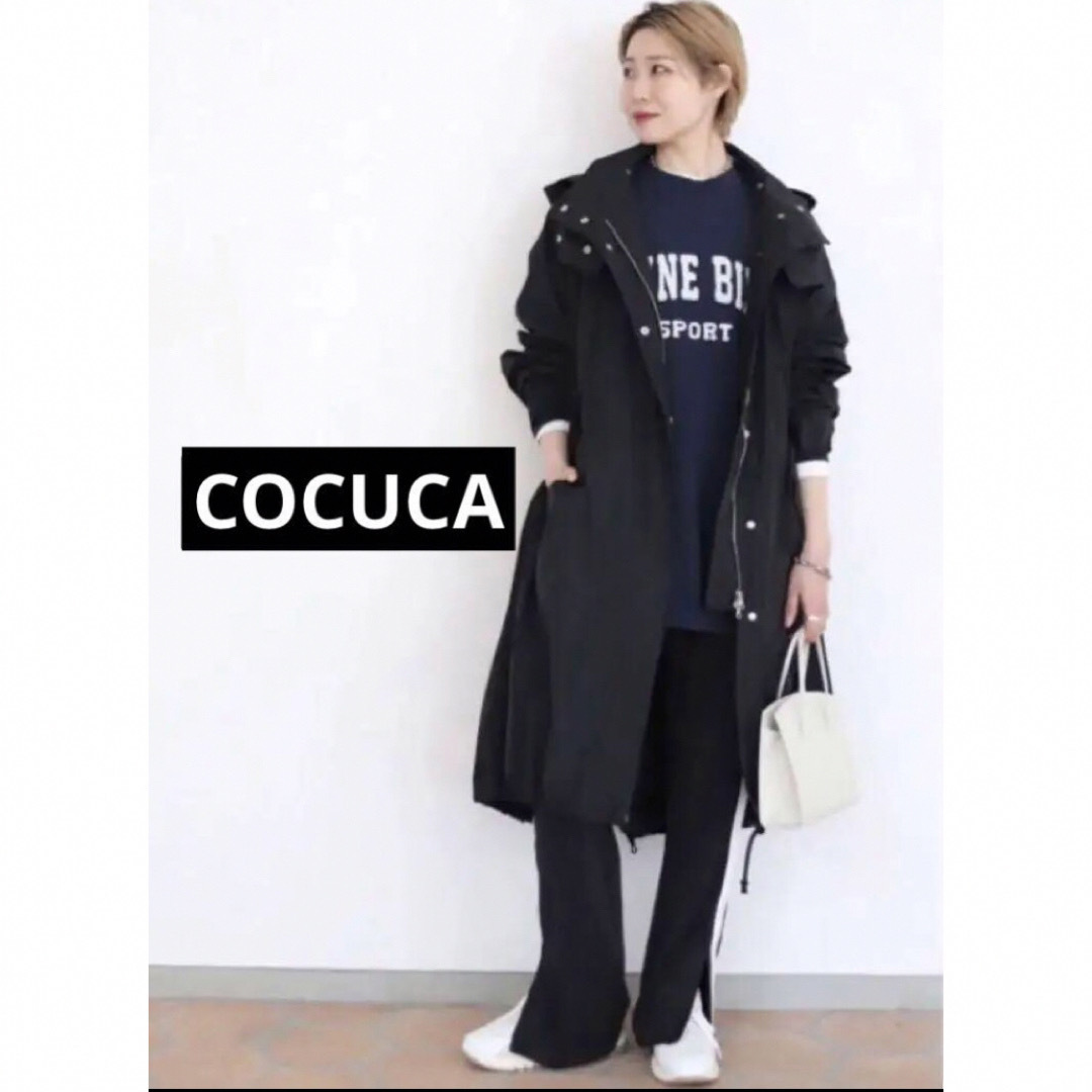 新品  COCUCA フード付コート/黒 / タグ付/春コート定価68,500円フレームワーク