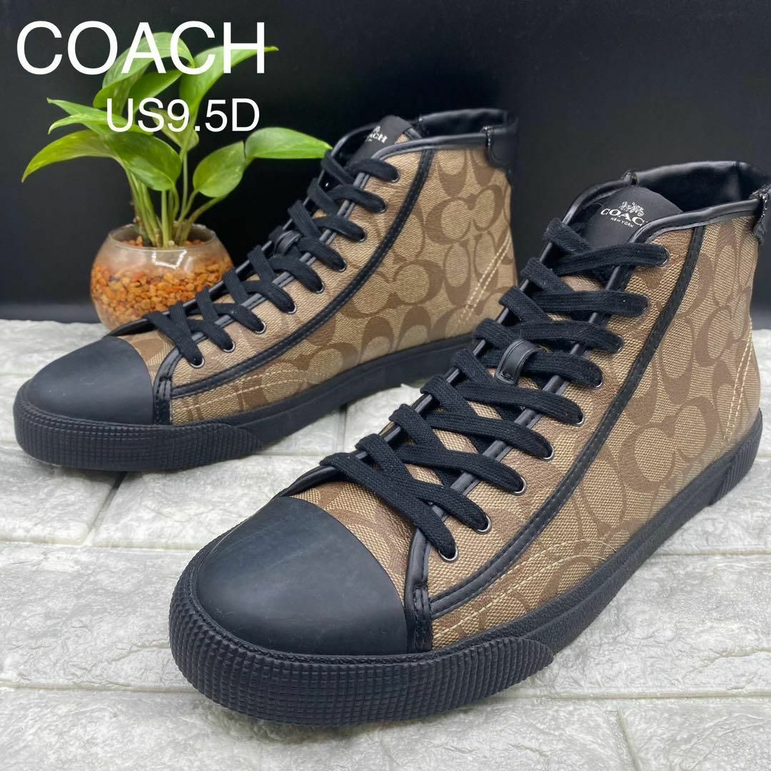 ★極美品 COACH コーチ スニーカー ハイカット シグネチャー US9.5D | フリマアプリ ラクマ