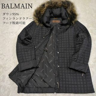 BALMAIN - 【美品】バルマン ダウンコート Lサイズ ブラックロング丈